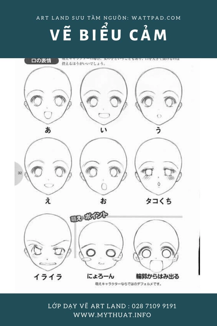 Các mẫu vẽ anime và chibi con gái tập trung vào biểu cảm khuôn mặt là gì?
