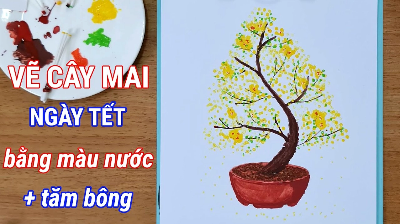 Cách vẽ cây mai đẹp hướng dẫn chi tiết