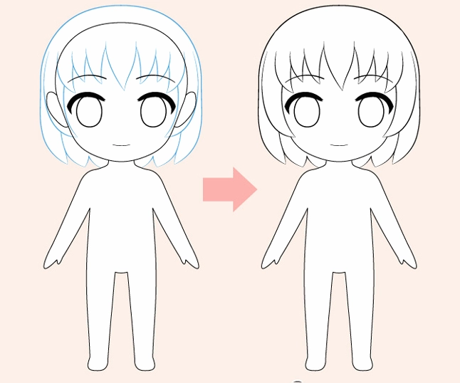 Cách vẽ chibi bước 3: Hoàn thiện thân hình và trang phục