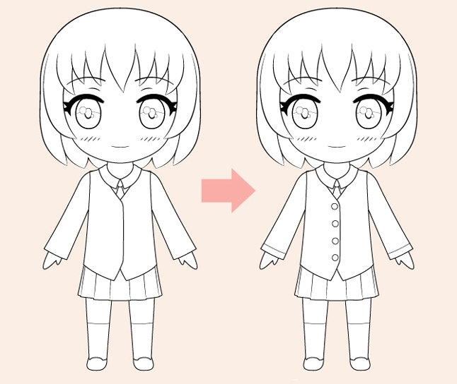 Cách vẽ chibi bước 5: Tô màu và tạo nét nổi bật