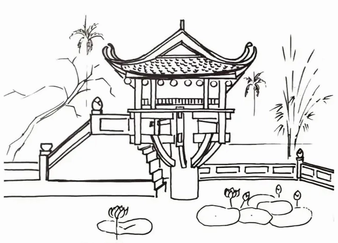 Cách vẽ Chùa Một Cột