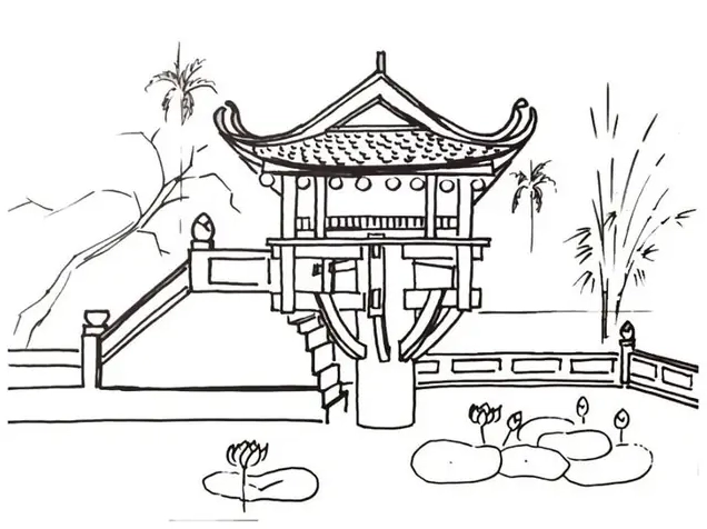 Cách vẽ Chùa Một Cột