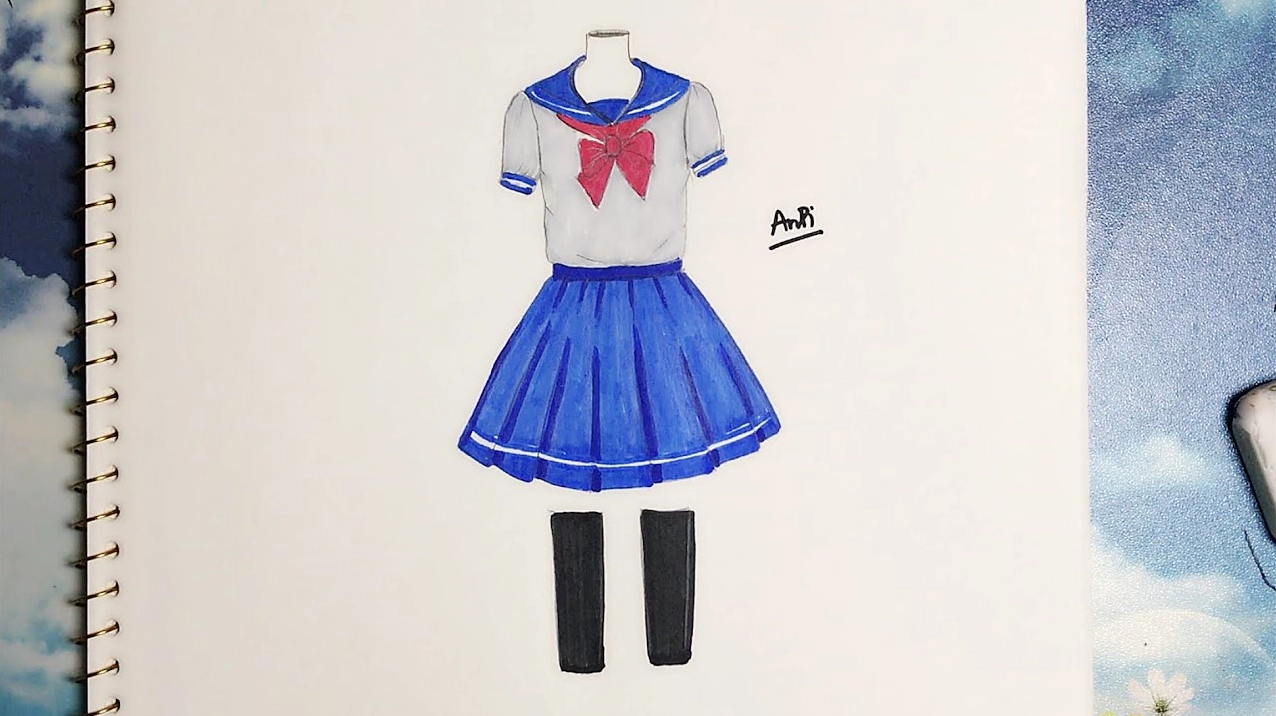 Cách vẽ đồng phục học sinh anime chibi