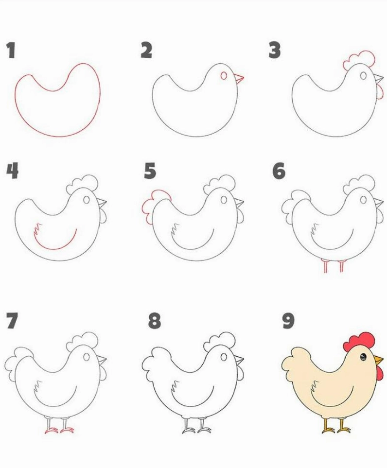 Cách vẽ gà con đơn giản - bước 3