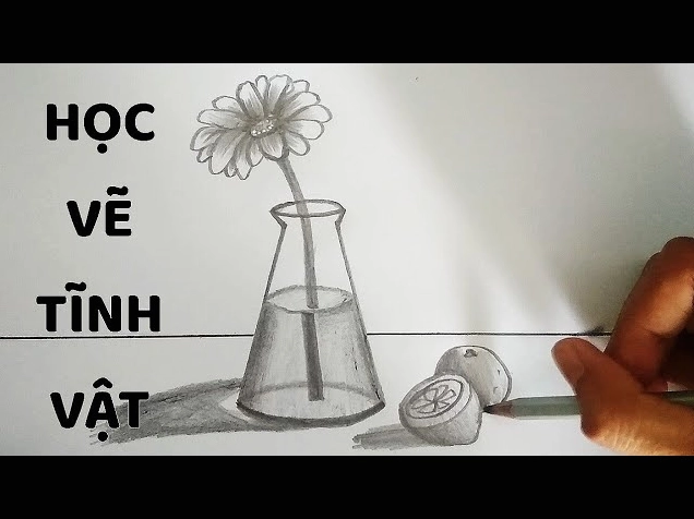 Cách vẽ lọ hoa bằng bút chì