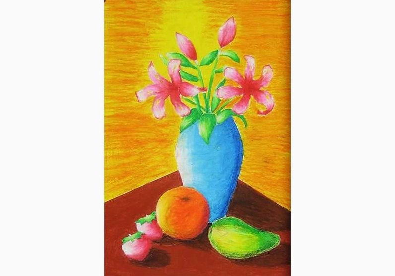 Cách vẽ lọ hoa tô màu bằng bút màu