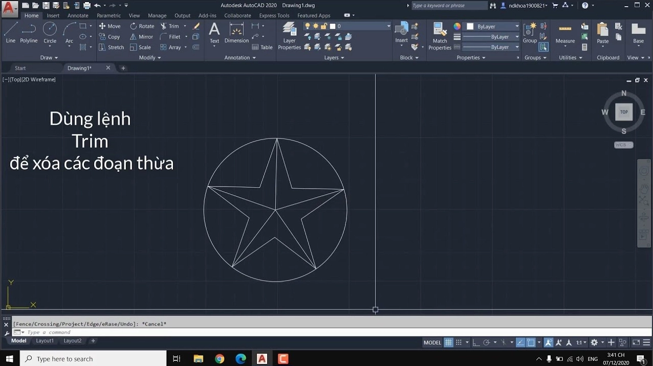 Cách vẽ ngôi sao trong AutoCAD