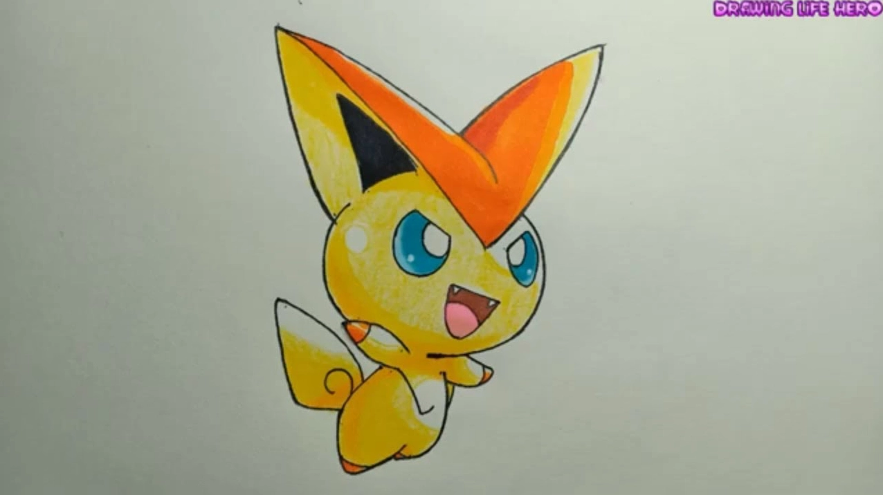 Cách vẽ pokemon huyền thoại Victini siêu cute và dễ thương - YouTube