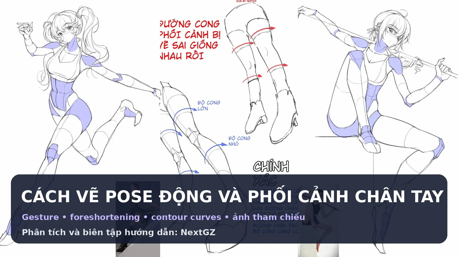 Cách vẽ pose động và phối cảnh chân tay anime