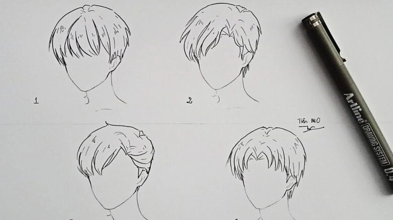 Cách vẽ tóc anime nam đơn giản