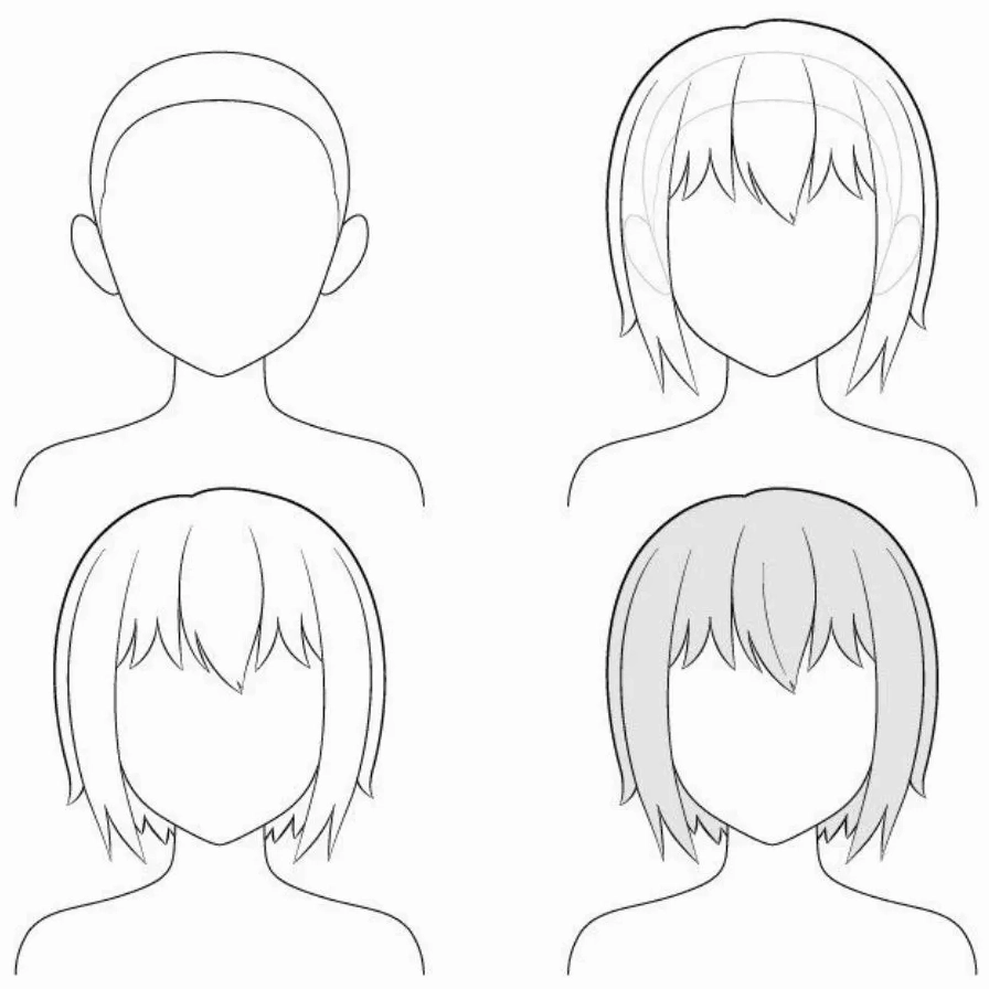 Cách vẽ tóc anime nữ ngắn gọn gàng và phong cách