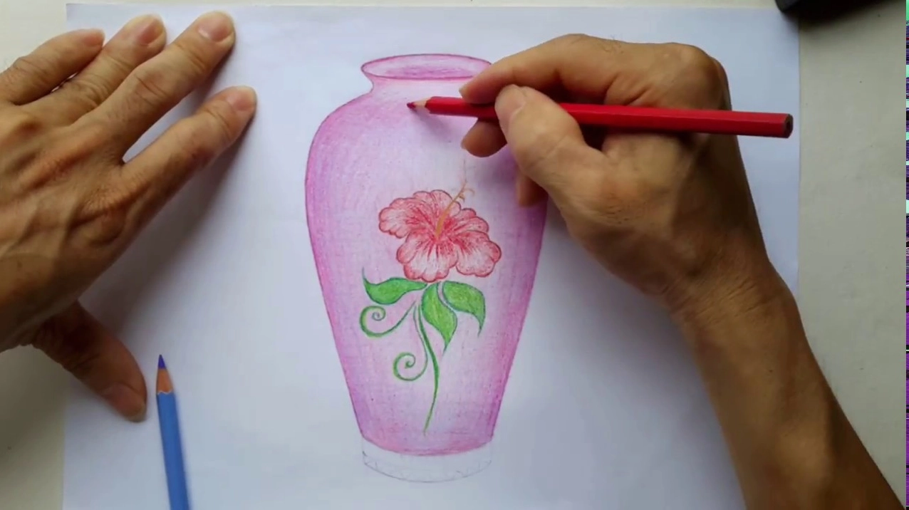 Cách vẽ trang trí bình hoa