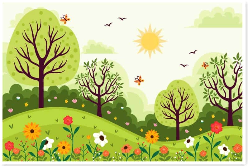 Cây vẽ với hiệu ứng ánh sáng chiếu xuyên qua tán lá