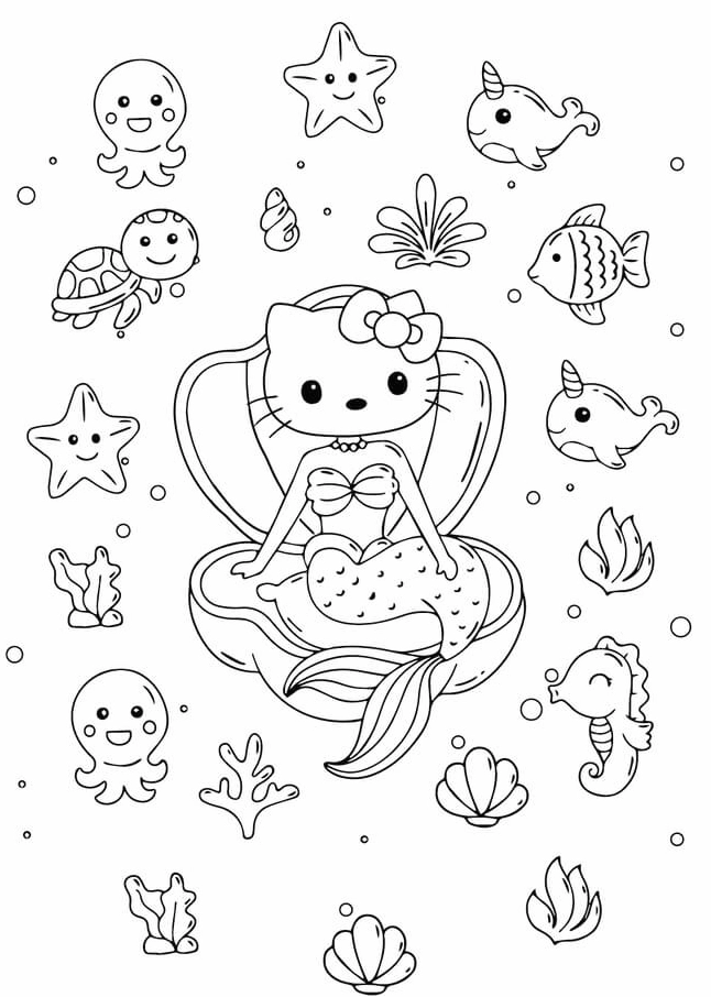 Hello Kitty nàng tiên cá và sinh vật biển
