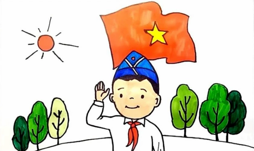 Hình ảnh học sinh tiểu học chăm chú vẽ