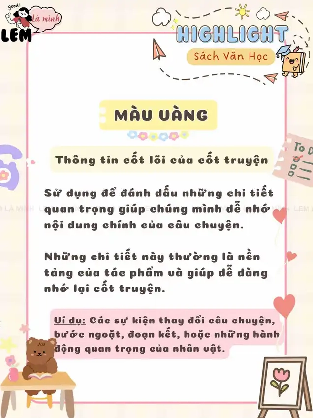 Hình ảnh hướng dẫn sử dụng màu vàng để đánh dấu thông tin cốt lõi