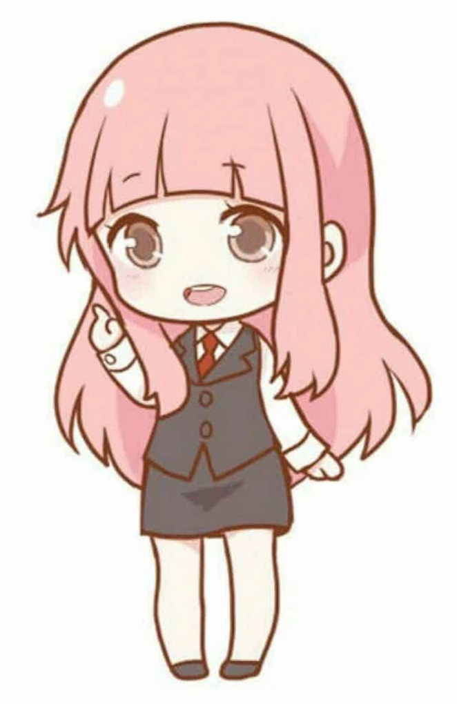 Hình Chibi Dễ Vẽ cô bé tóc hồng đáng yêu