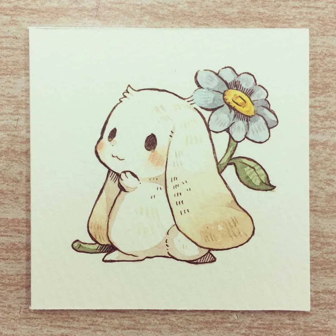 Hình tranh thỏ chibi ngộ nghĩnh đáng yêu