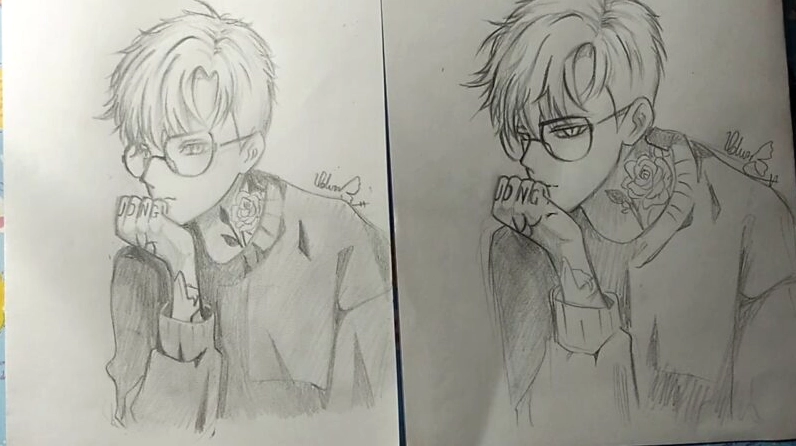 Hình vẽ anime boy nam bằng chì