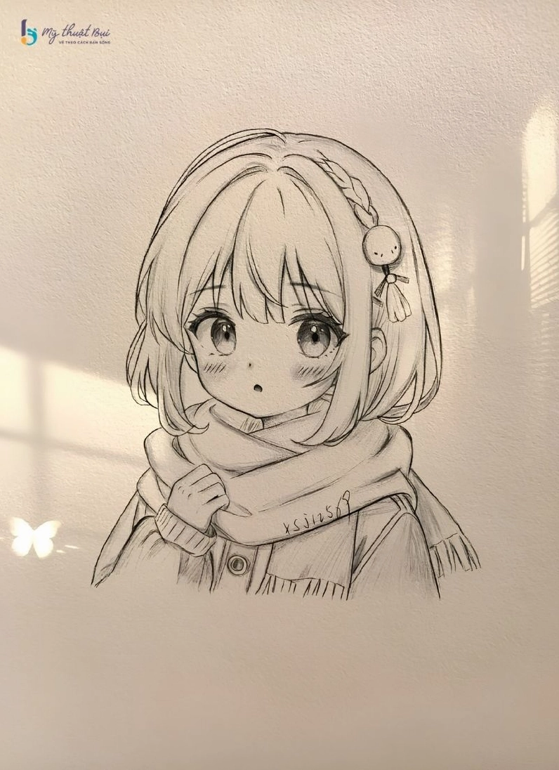 Hình vẽ anime nữ đơn giản cho luyện tập