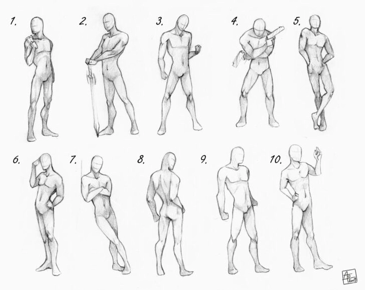 Hình vẽ cách vẽ con người dáng đứng