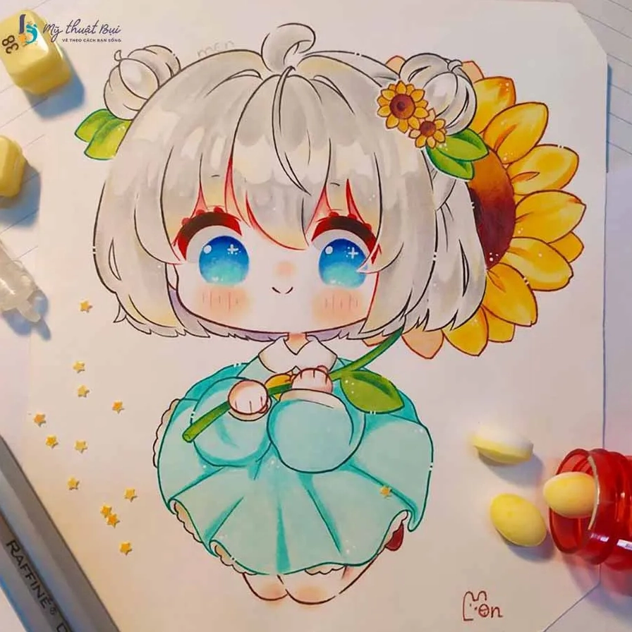 Hình vẽ Chibi hoàn chỉnh sau khi tô màu