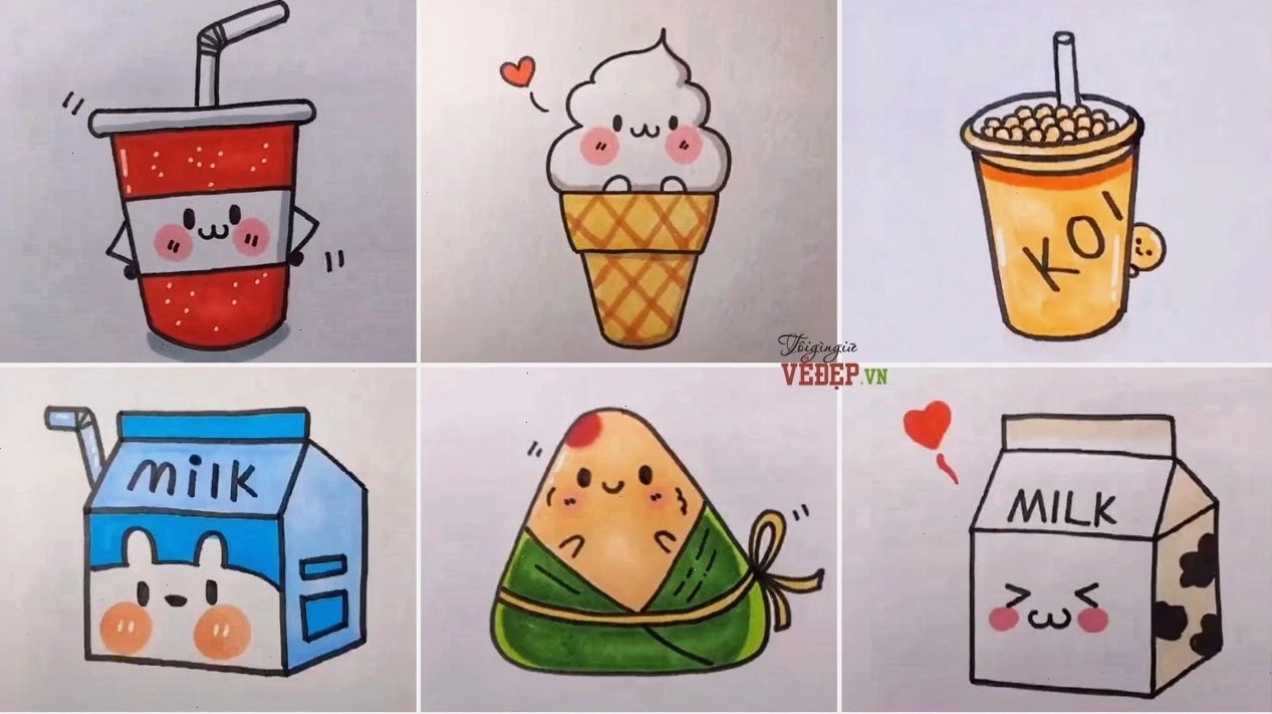 Hình vẽ cute đã được tô màu hoàn chỉnh