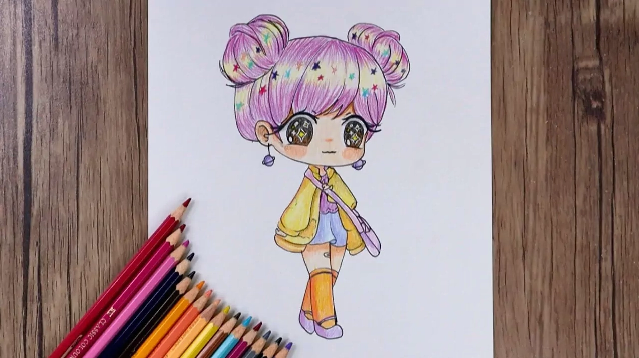 Hoàn thiện bức vẽ nhân vật chibi nữ