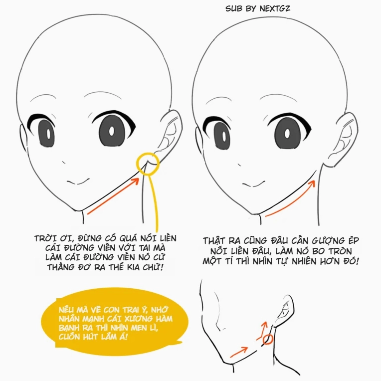 Hoàn thiện phần cổ và vai cho đầu anime