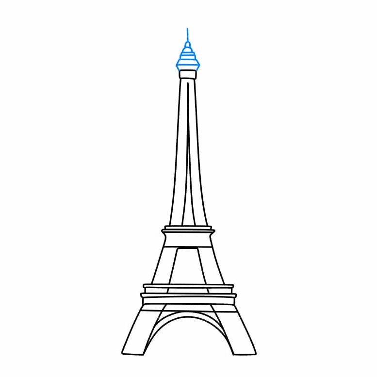 Hướng dẫn cách vẽ Tháp Eiffel đơn giản và đẹp cho bé - Bước 3
