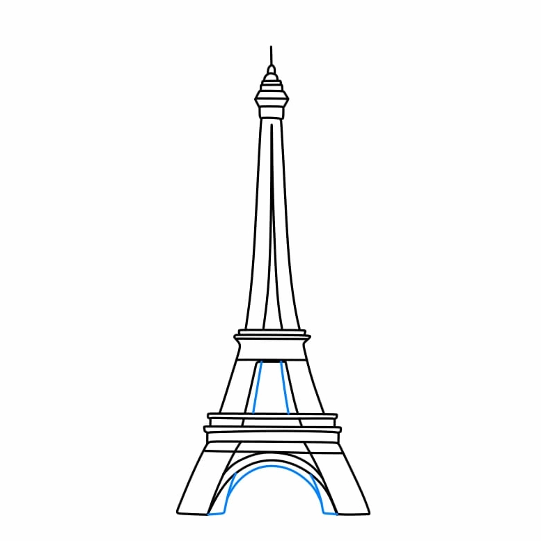 Hướng dẫn cách vẽ Tháp Eiffel đơn giản và đẹp cho bé - Bước 4