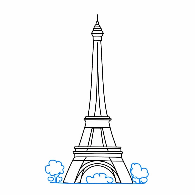 Hướng dẫn cách vẽ Tháp Eiffel đơn giản và đẹp cho bé - Bước 5