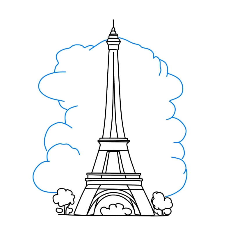 Hướng dẫn cách vẽ Tháp Eiffel đơn giản và đẹp cho bé - Bước 6