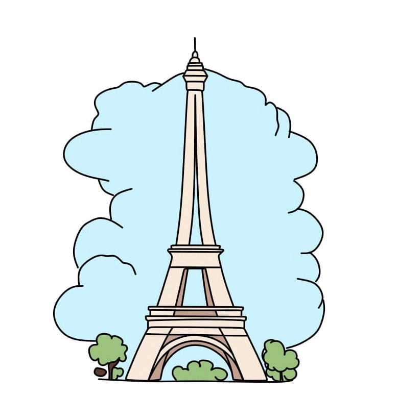 Hướng dẫn cách vẽ Tháp Eiffel đơn giản và đẹp cho bé - Bước 7