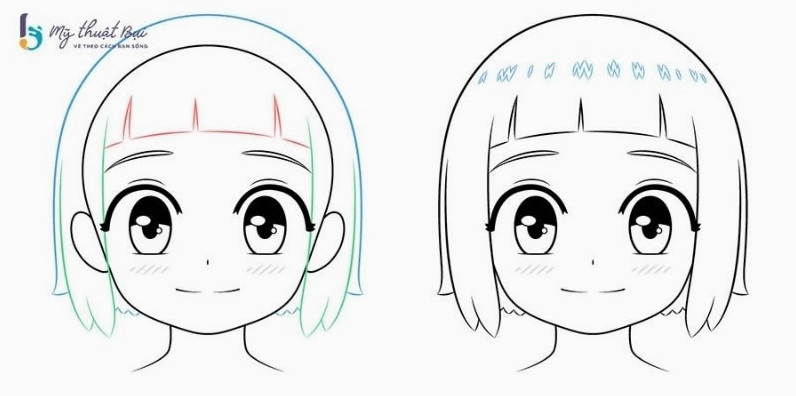 Hướng dẫn cách vẽ tóc anime nữ