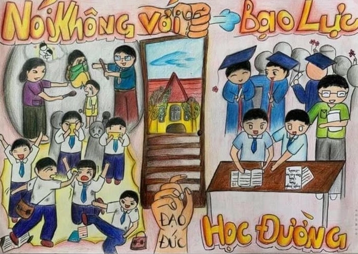 Hướng dẫn cách vẽ tranh bạo lực học đường