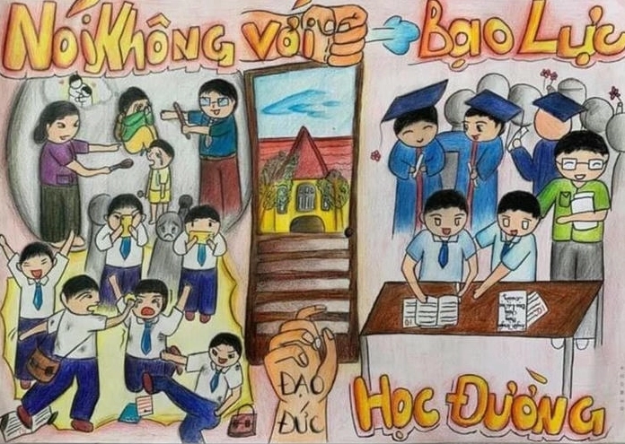 Hướng dẫn cách vẽ tranh bạo lực học đường