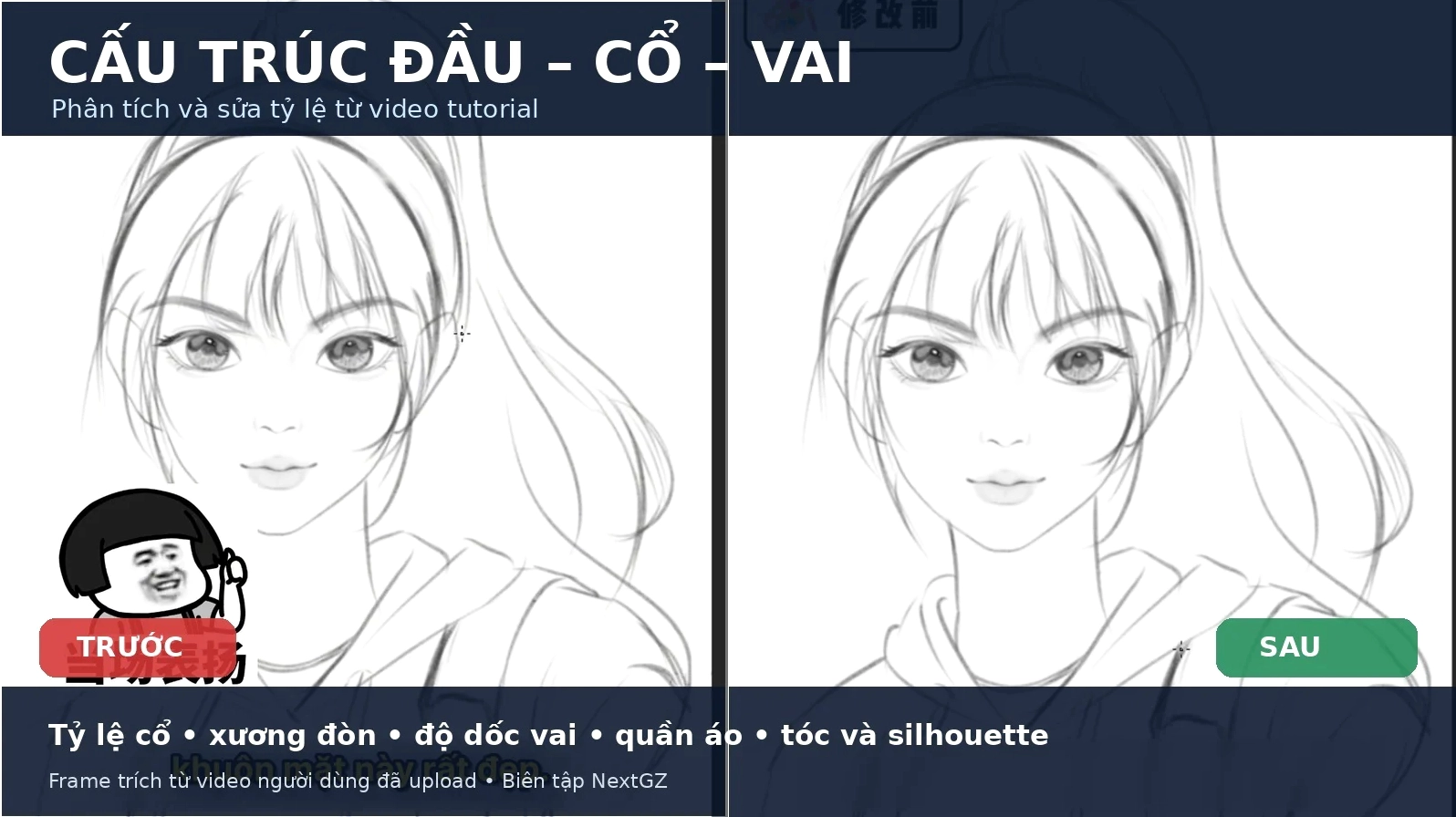 Hướng dẫn vẽ đúng cấu trúc đầu – cổ – vai