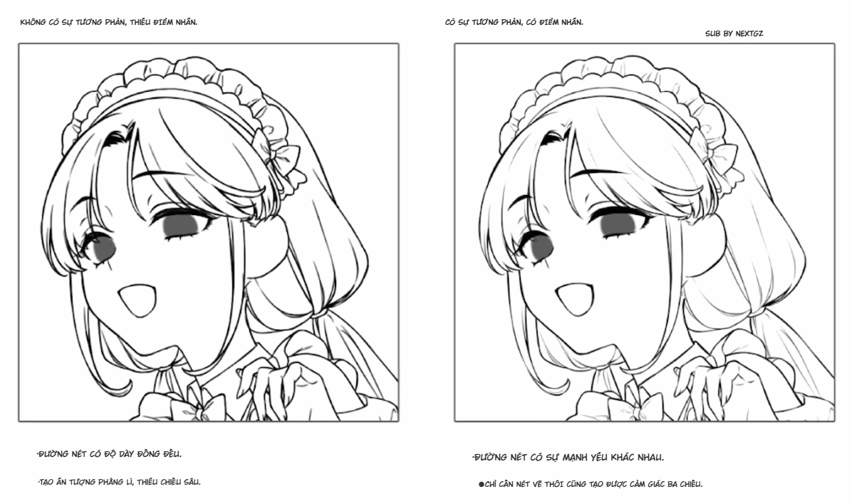 Hướng dẫn vẽ line art cho đầu người nữ