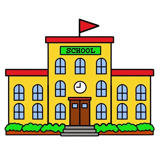 Hướng dẫn vẽ trường học.