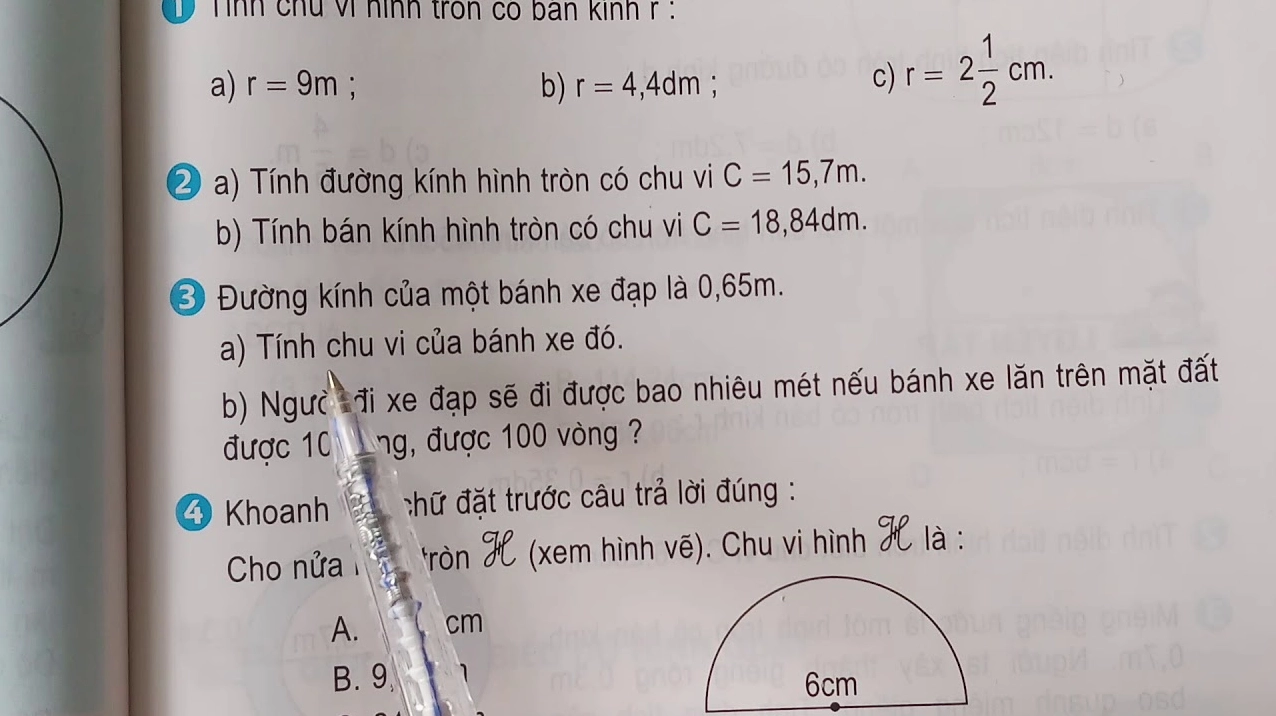 Luyện tập giải bài toán về chu vi và diện tích hình tròn