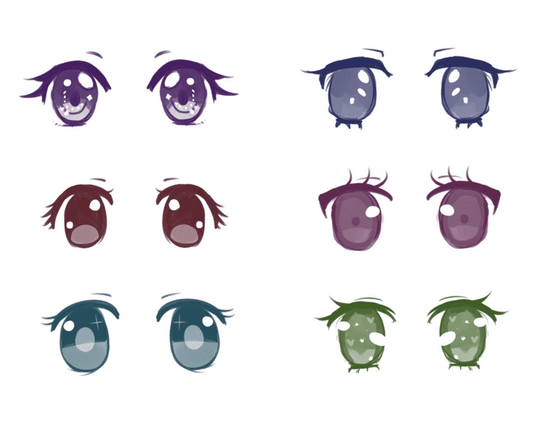 Mẫu mắt chibi cực đáng yêu với highlight