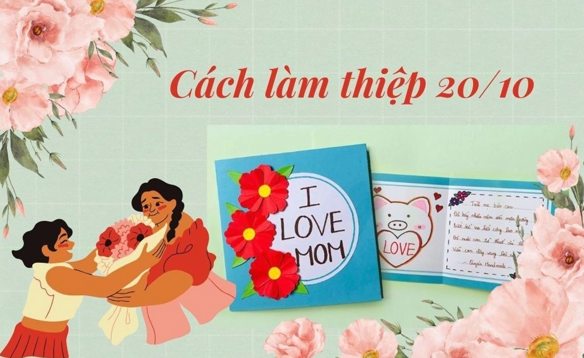 Mẫu thiệp 20/10 đơn giản bằng giấy A4