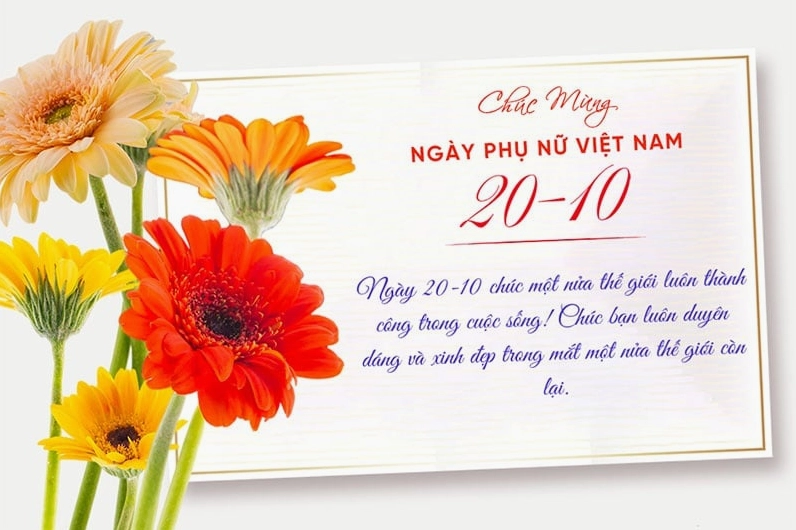 Mẫu thiệp chúc mừng ngày Phụ nữ Việt Nam 20/10 đẹp nhất