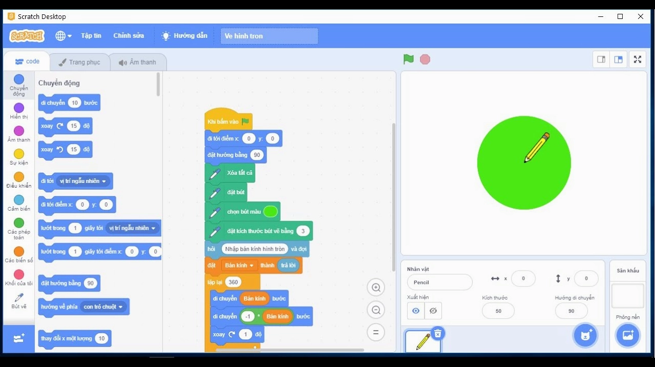 Minh họa biểu đồ tròn trong Excel