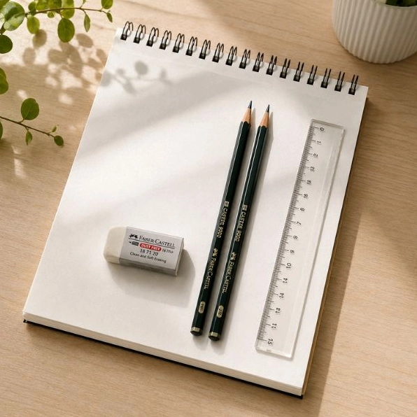 Minh họa các dụng cụ học vẽ cơ bản cho người mới
