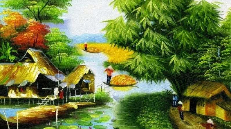 Người nông dân làm việc trên cánh đồng quê hương