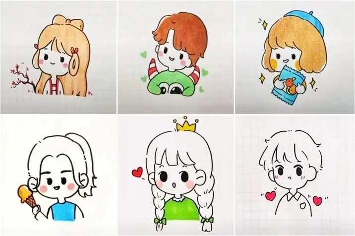 Nhân vật cute với trang phục màu sắc
