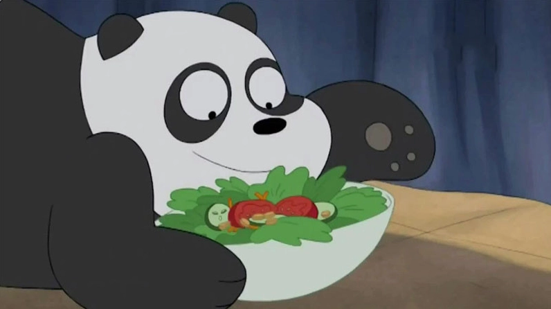 Panda từ We Bare Bears đang ngồi suy tư