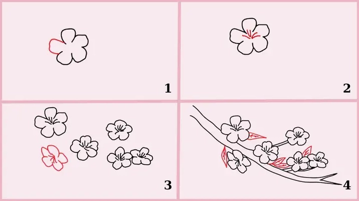 Phác thảo cấu trúc thân và cành cây đào
